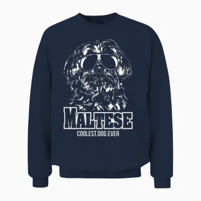 Maltese Dog Coolest Dog Ever Dog Mom Unisex Sweatshirt - Navy