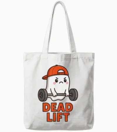 T-Shirt Ghost Deadlift Funny Sport Humour Fitness Tote Bags - White