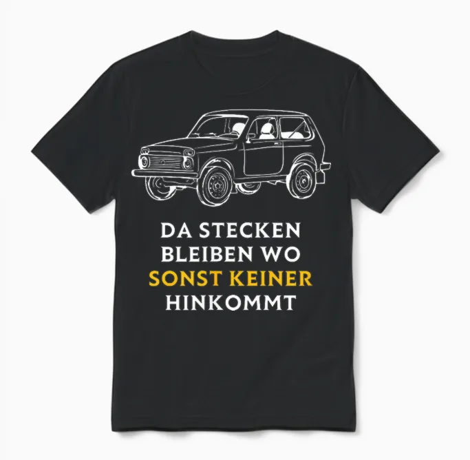 Lada Niva 4x4 Offroad Russland Ddr Osten Udssr Geländewage Unisex T-Shirt in Black