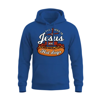 All I Need Is Jesus and Hot Dogs Unisex Hoodie - Royal
