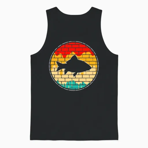 Fish Retro Unisex Tank Top in Black
