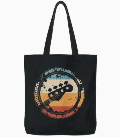 Vintage Bass Guitar Tote Bags - Black