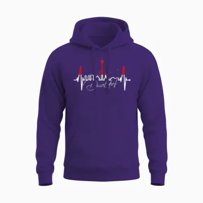 Düsseldorf Skyline Heartbeat Heart I Love Düsseldorfer Unisex Hoodie - Purple