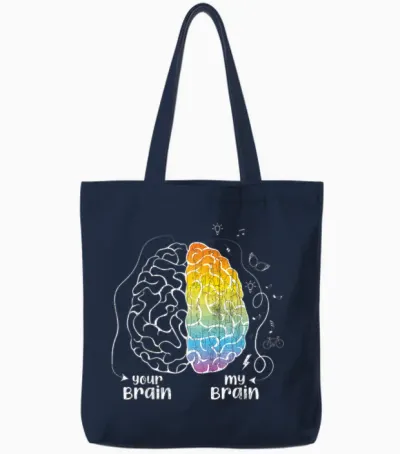 Your Brain My Brain Adhs Awareness Orange Ribbon Grafik Tote Bags - Navy