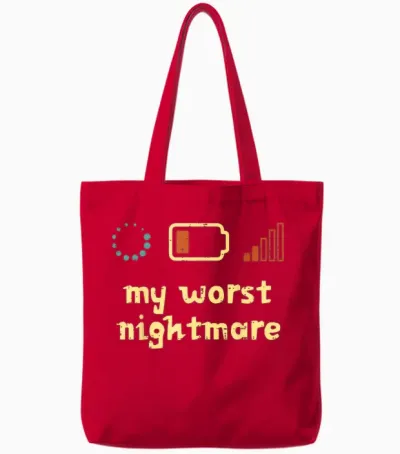 My Worst Nightmare Low Wifi Signal Funny Gamer Men Boys Tote Bags - Red