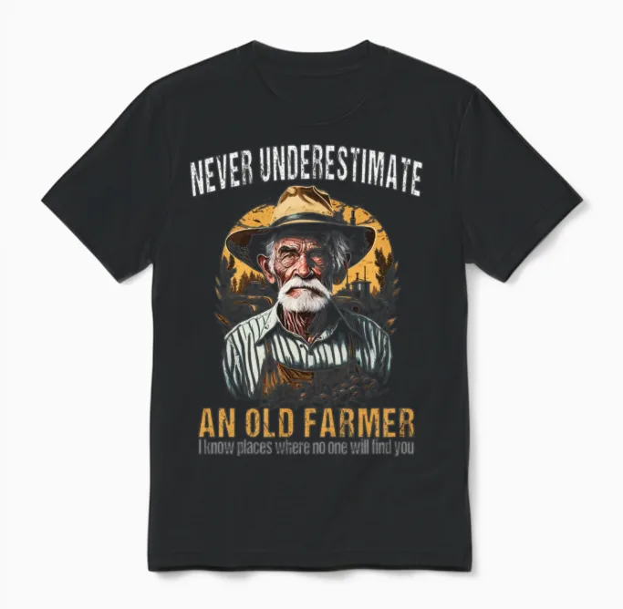 Old Farmer Farm & Country Gift Unisex T-Shirt in Black