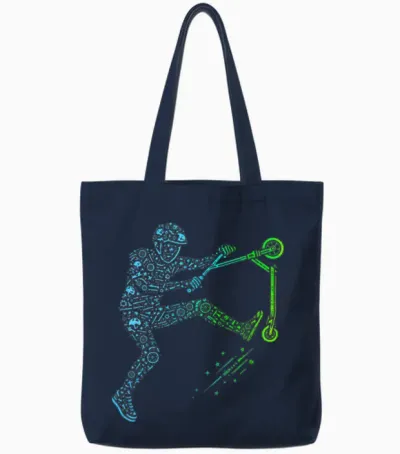 Scooter Stunt Scooter for Boys & Children Cool Scooter Stunt Tote Bags - Navy