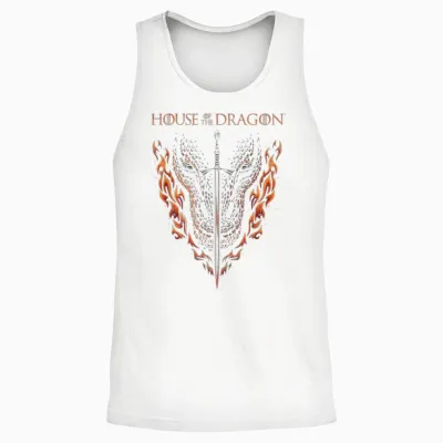 House of the Dragon Fire, Sword and Dragon Unisex Tank Top - White