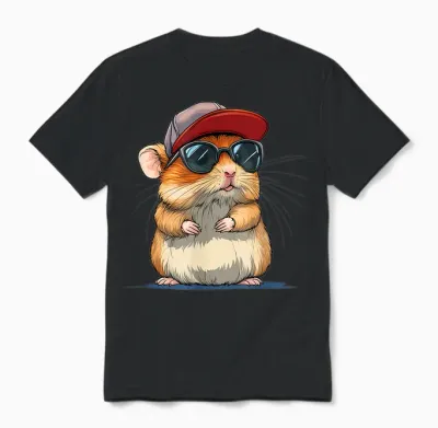 Cool Hamster Costume with Cap and Sunglasses Unisex T-Shirt - Black
