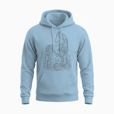 Pferd Zum Ausmalen Kinder Blumen Schablone Mädchen Geschenk Unisex Hoodie - Light Blue