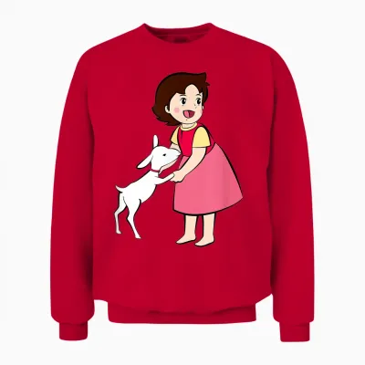 Heidi with Goat Cute Cartoon Tv Series T-Shirt, Blue Unisex Sweatshirt - Red