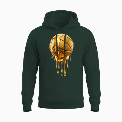Gold Dripping Basketball Trendy Urban Respect the Drip Unisex Hoodie - Forest