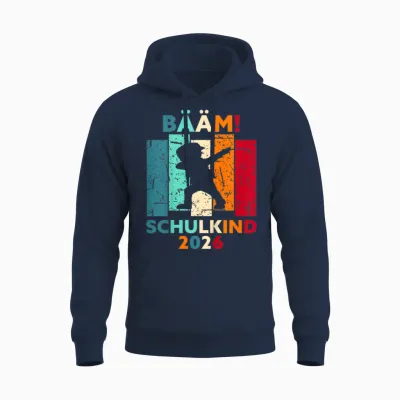 Children's Bääm! Schulkind 2026 First Day of School T-Shirt, Black Unisex Hoodie - Navy