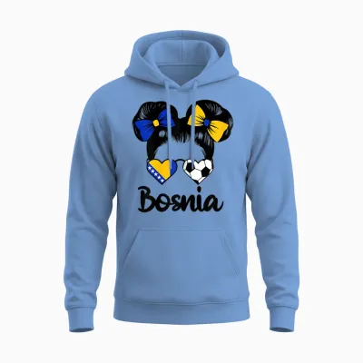 Bosnische Flagge Mädchen Stolze Bosnien Fans Girls Unisex Hoodie - Carolina Blue