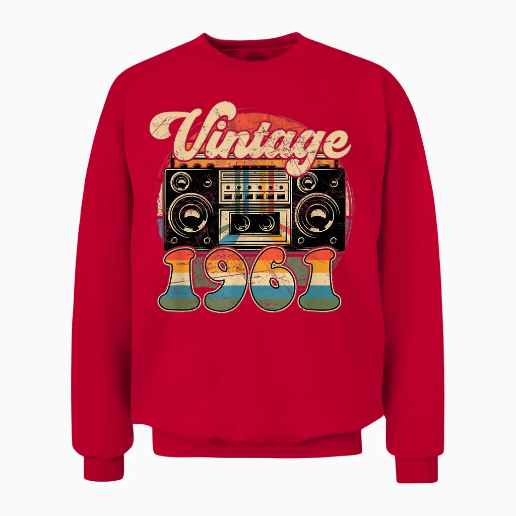Original 1961 Vintage Anniversaire 65 Ans Pour Hommes Femmes Unisex Sweatshirt in Red