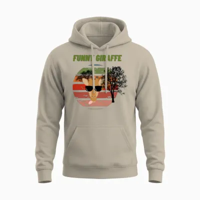 Funny Giraffe Unisex Hoodie - Sand
