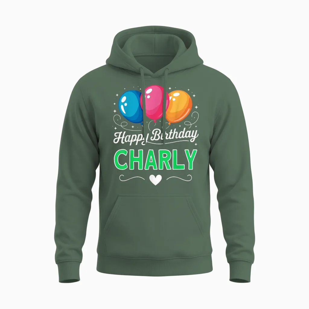 Joyeux Anniversaire En Disant Charly Unisex Hoodie in Military Green