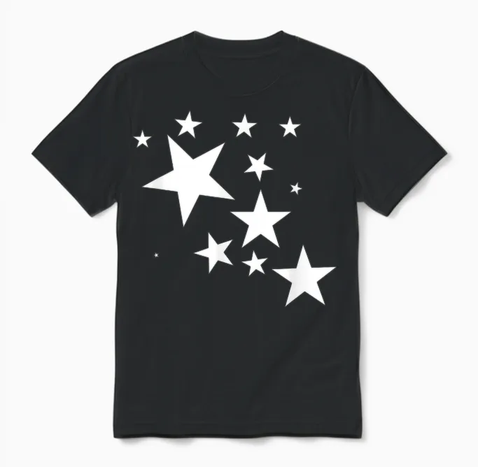White Stars Star-Pattern-Design Costume Gift Men Women Unisex T-Shirt in Black