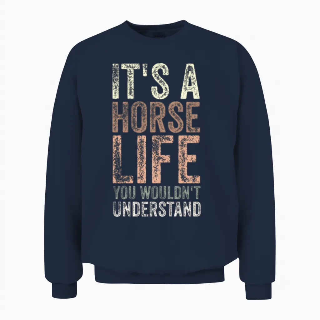 Horses Live Horse Lovers Unisex Sweatshirt in Navy