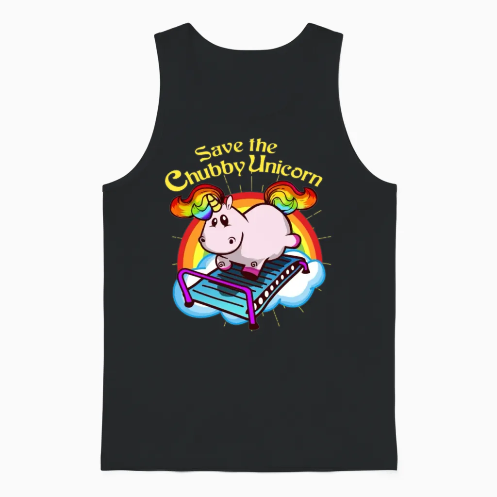 Unicorn Fitness Diet Fat Rainbow Yoga Gift Unisex Tank Top in Black