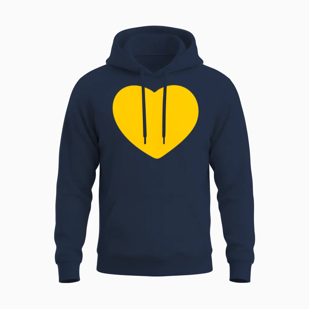 Heart Yellow Unisex Hoodie in Navy