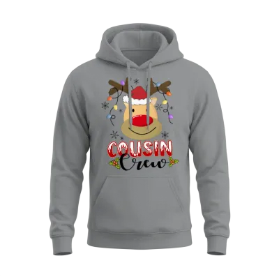 Christmas Cousin Crew Funny Red Plaid Matching Paj Unisex Hoodie - Sport Grey