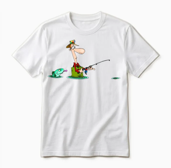 Funny Fishing Unisex T-Shirt in White