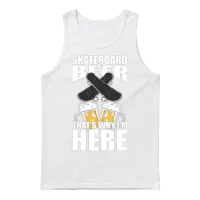 Funny Beer Shirt Funny Skateboard Picture Unisex Tank Top - White – 1