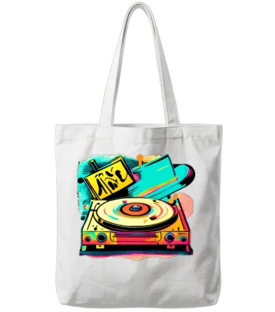 Retro Vinyl Vibes Tote Bags - White