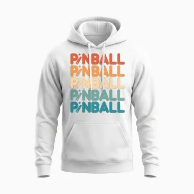 Pinball Retro Style Unisex Hoodie - White