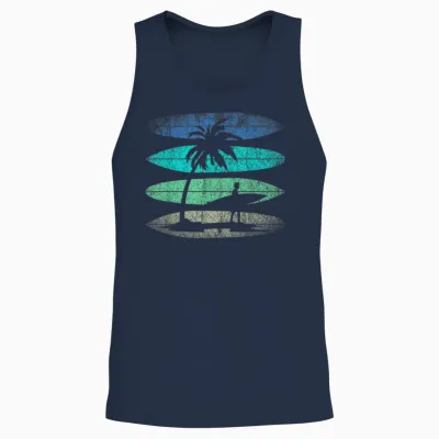 Retro Surfing Surfing Athlete Water Sports Surfer T-Shirt, Black Unisex Tank Top - Navy