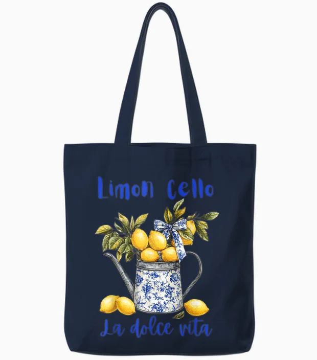 Limoncello La Dolce Vita Italy Tote Bags in Navy