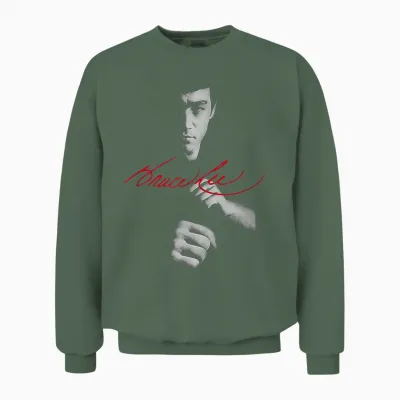Bruce Lee in the Shadows Signature Unisex Sweatshirt - Military Green
