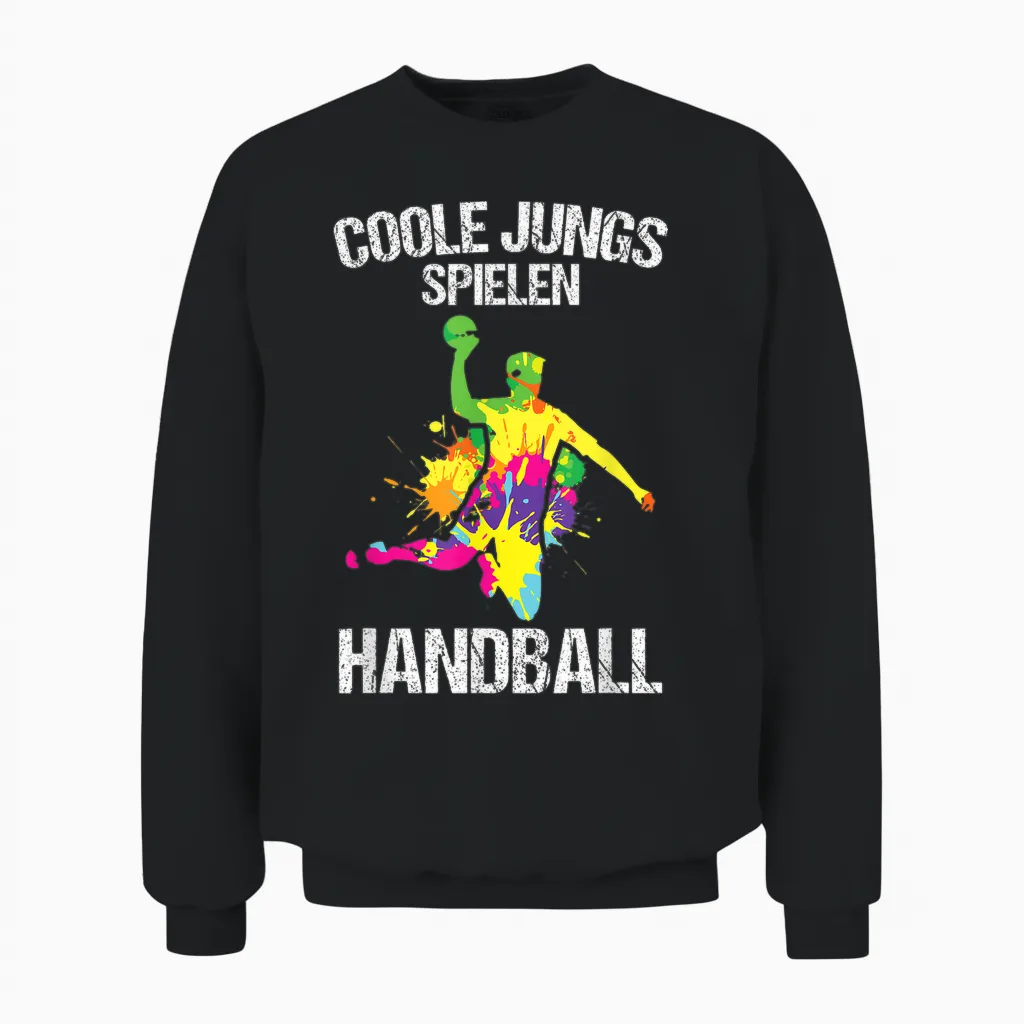Men's Cool Boys Playing Handball Sports Handballer T-Shirt, Black Unisex Sweatshirt in Black