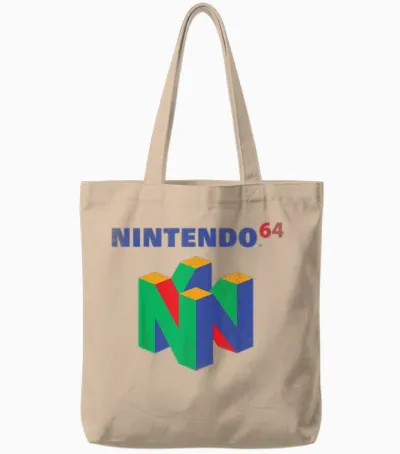 Nintendo 64 Classic Logo Retro Vintage Graphic Tote Bags - Natural