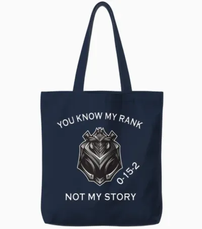 League Iron Feeder Legend Rank Lol Gamer Tote Bags - Navy