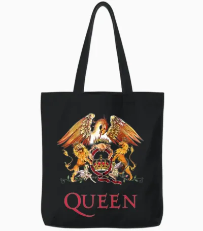 Official Queen Long Sleeve Classic Patch Tote Bags - Black