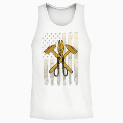 Sheet Metal Worker on Back Of Unisex Tank Top - White