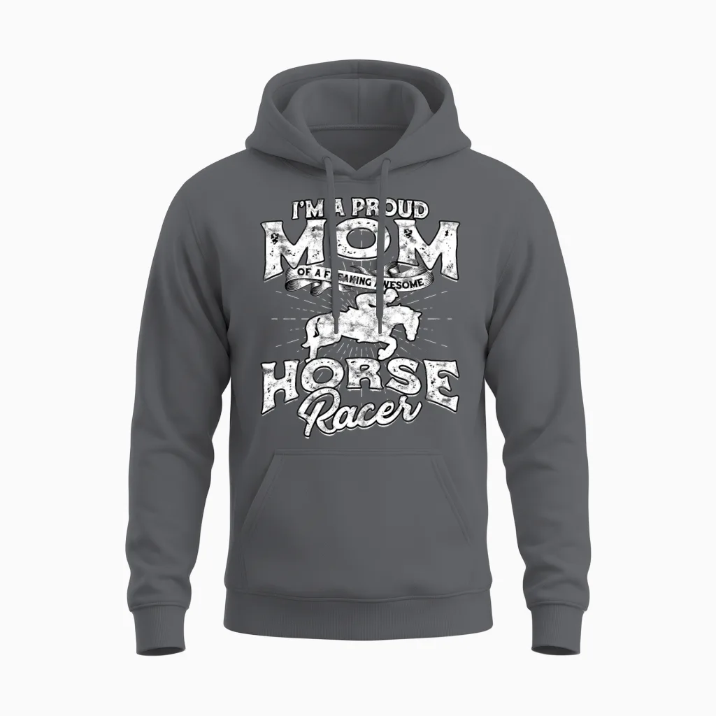 Horse Racing Mom Equestrian Horseback Horse Racer Unisex Hoodie in Charcoal