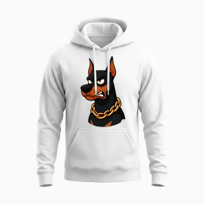 Ultra Viral Doberman Meme – Savage & Funny Cartoon Unisex Hoodie - White