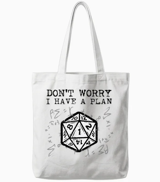 Rpg Gamer Dont Worry I Have Plan Funny Men Boys Tote Bags in White