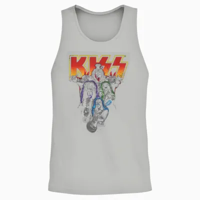 Kiss Hard Rock Music Band Neon Band by Rock off T-Shirt, Black Unisex Tank Top - Ash