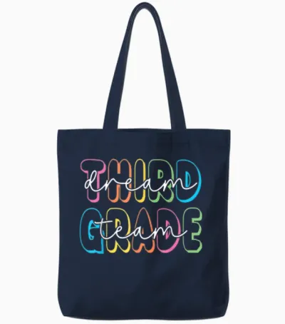 Third Grade Dream Team 3rd Grade Teacher Back to School Tote Bags - Navy