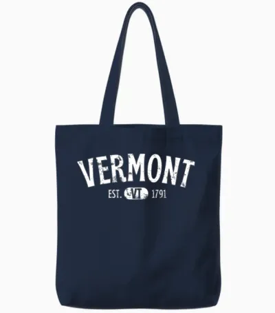 Vermont Retro Vintage Vt Tote Bags - Navy