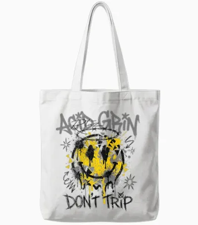 Backprint Streetwear Mode Fashion Damen Herren Retro Smile Tote Bags - White