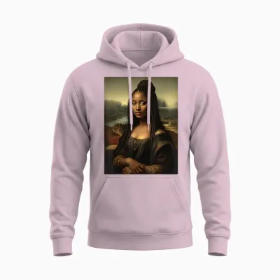 Black Mona Lisa African American Black History Month Funny Unisex Hoodie - Light Pink