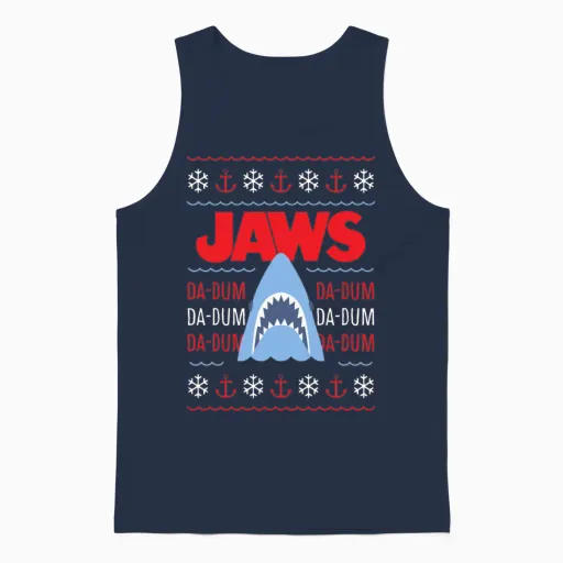 Jaws Distressed Da-Dum Da-Dum Unisex Tank Top in Navy