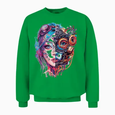 Anime Manga Graphic Illustration Colorful Anime T-Shirt, White, S Unisex Sweatshirt - Irish Green