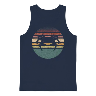 Crabbing Crab Retro Unisex Tank Top - Navy