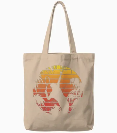 Retro Tennis Tote Bags - Natural